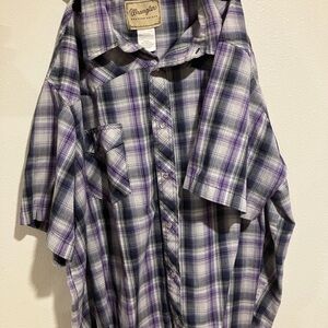 Wrangler Men's Plaid Shirt in Purple and Black